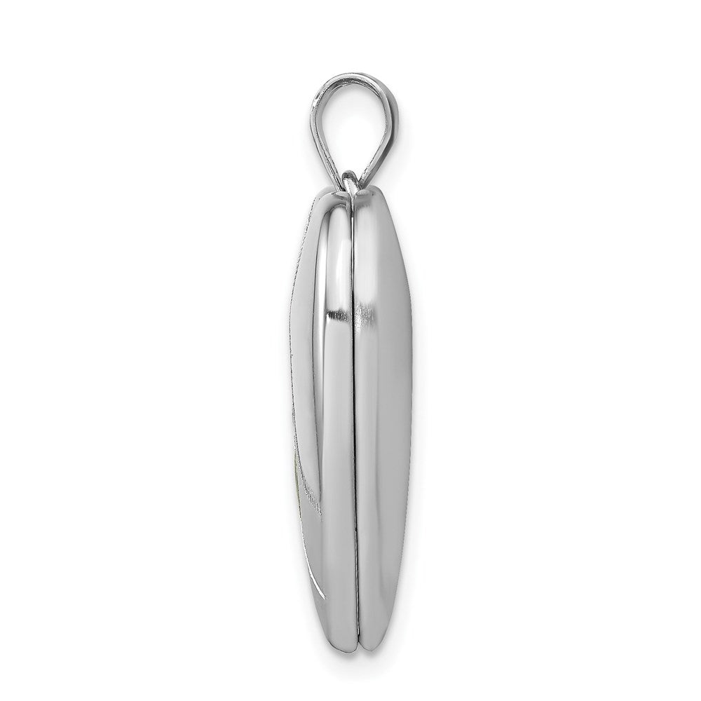 Sterlingsilber Rhodiniert 24mm Satiniert Emailliert & Diamantiert Rose Medaillon