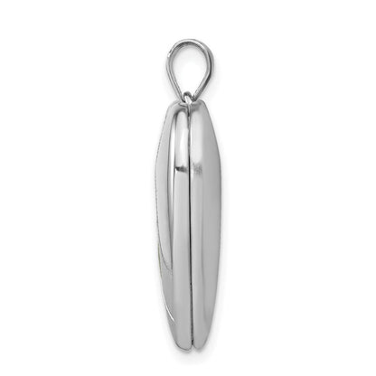 Sterlingsilber Rhodiniert 24mm Satiniert Emailliert & Diamantiert Rose Medaillon