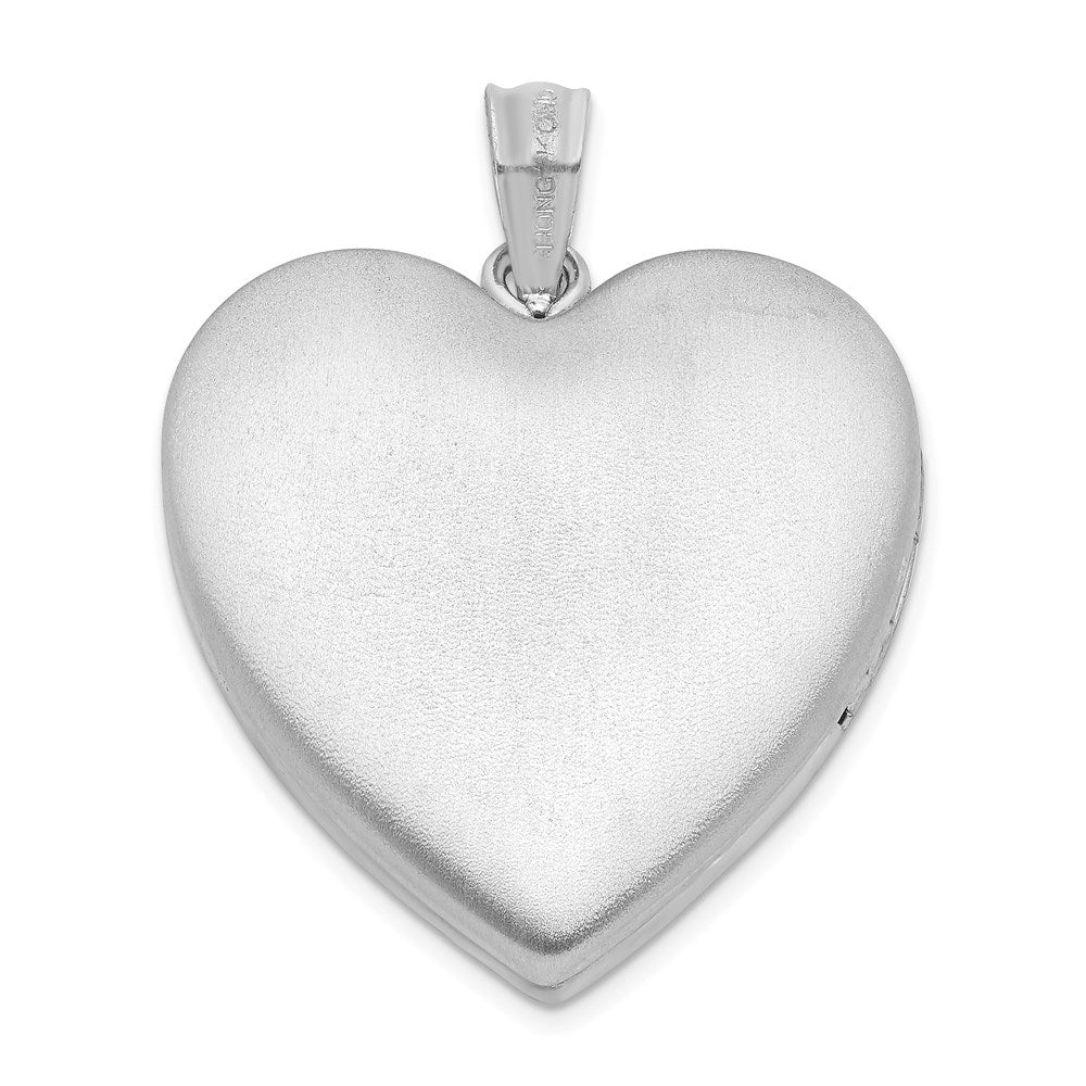 Sterlingsilber Rhodiniert 24mm Satiniert Emailliert & Diamantiert Rose Medaillon