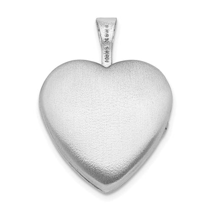Sterlingsilber Rhodiniert 16mm Emailliert & Diamantiert Liebe Herz Medaillon
