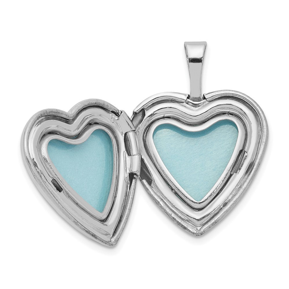 Sterlingsilber Rhodiniert 16mm Emailliert & Diamantiert Liebe Herz Medaillon