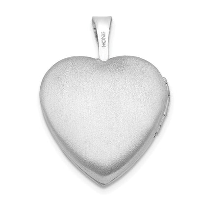 Sterlingsilber Rhodiniert Satiniert & Emailliert I Liebe You Rose Herz Medaillon