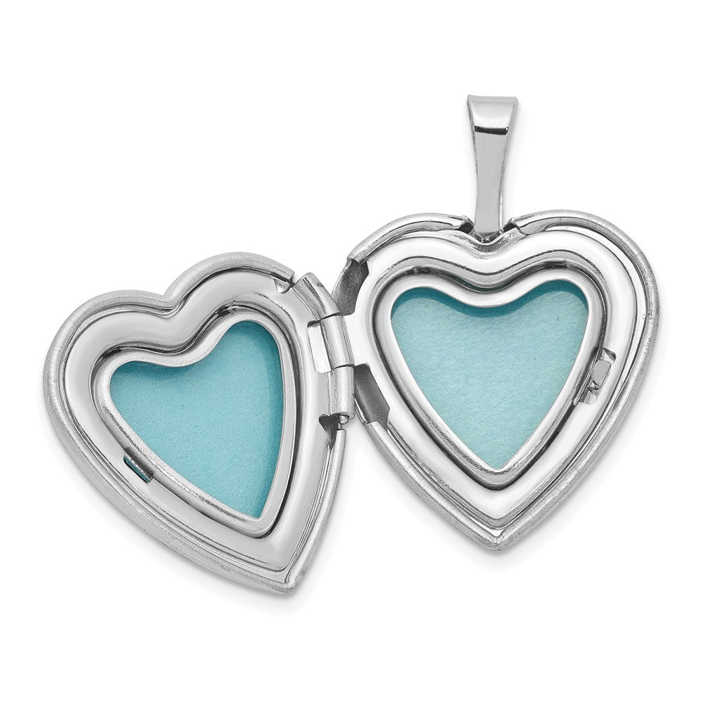 Sterlingsilber Rhodiniert Satiniert & Emailliert I Liebe You Rose Herz Medaillon