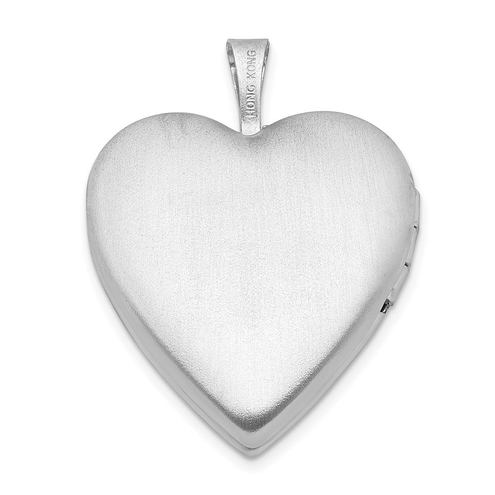 Sterlingsilber Rhodiniert 20mm Diamantiert & Emailliert Liebe Herz Medaillon