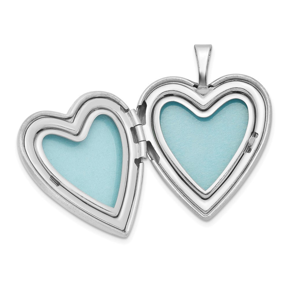 Sterlingsilber Rhodiniert 20mm Diamantiert & Emailliert Liebe Herz Medaillon