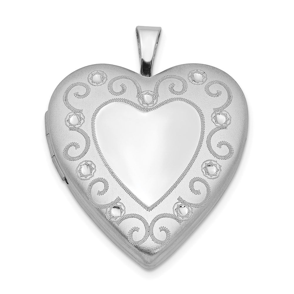 Sterlingsilber Rhodiniert 20mm Diamantiert Herz Medaillon