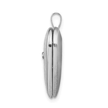Anhänger Herz-Medaillon aus rhodiniertem Sterlingsilber, 20 mm, diamantiert, mit Diamant