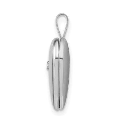 Rhodiniertes Sterlingsilber Medaillon in Herzform mit poliertem Diamant-Stern, 16 mm