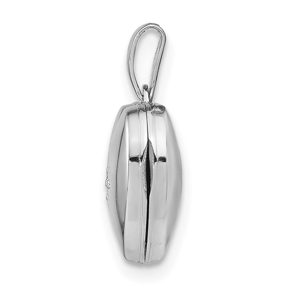 Rhodiniertes Sterlingsilber-Medaillon mit Diamanten, diamantiertes Herzdesign, 20 mm