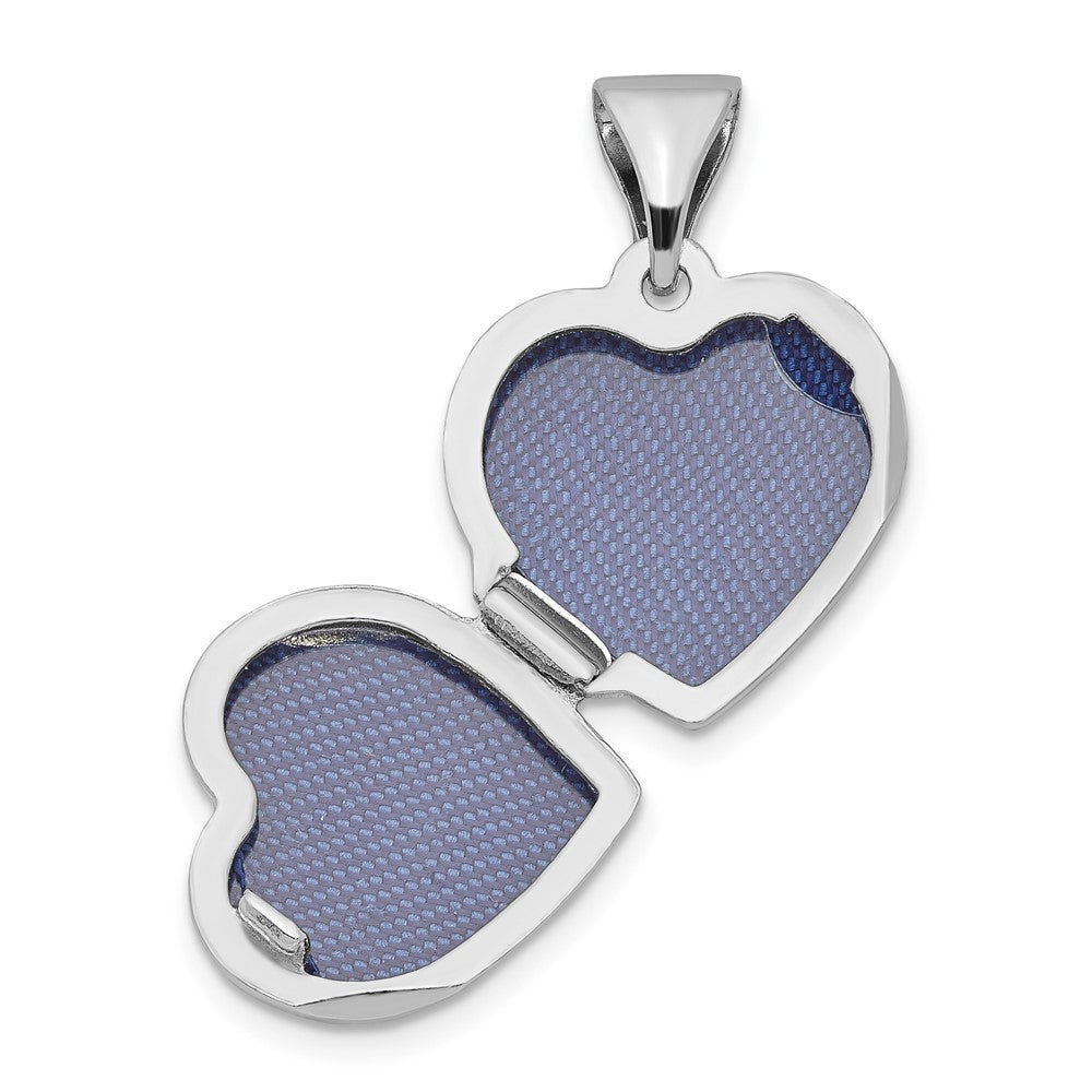 Rhodiniertes Sterlingsilber-Medaillon mit Diamanten, diamantiertes Herzdesign, 20 mm