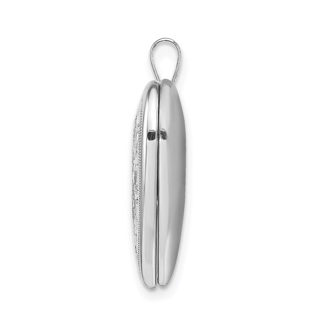 Sterlingsilber Rhodiniert 20mm Strukturiert Daisies Herz Medaillon