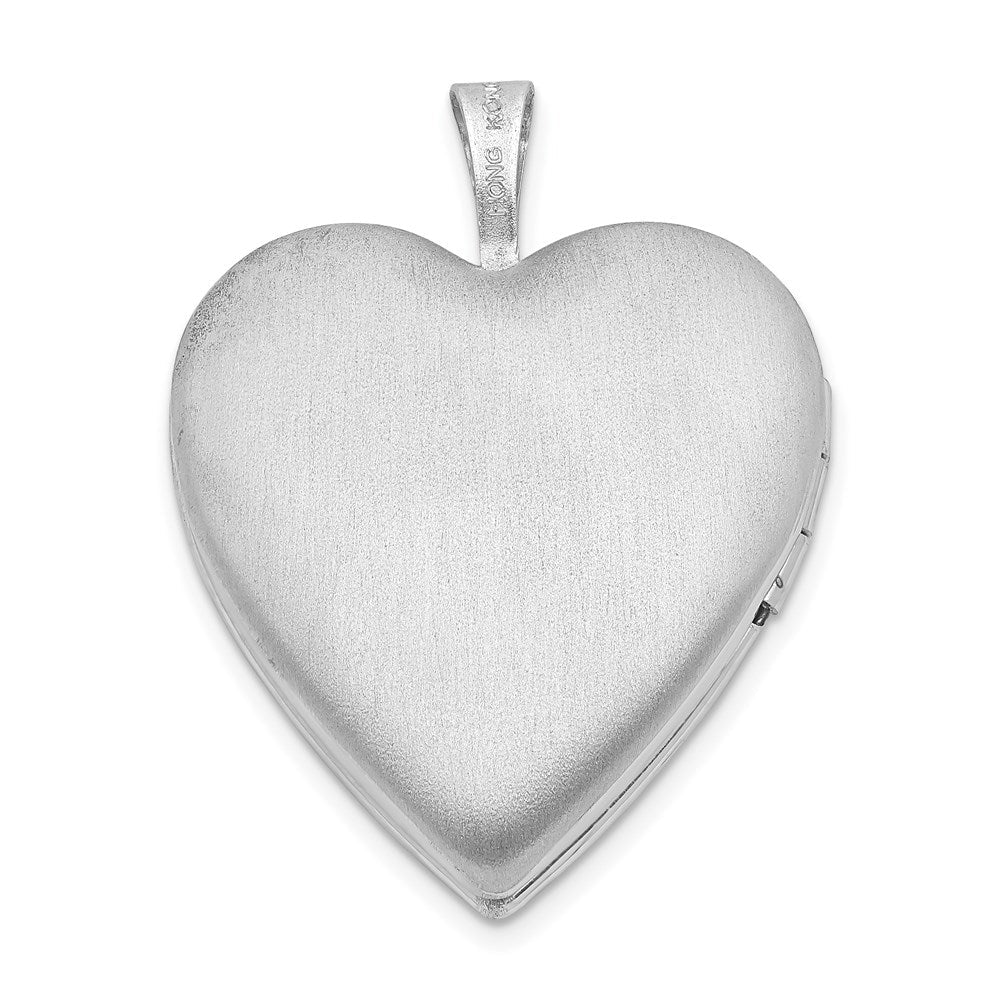 Sterlingsilber Rhodiniert 20mm Strukturiert Daisies Herz Medaillon