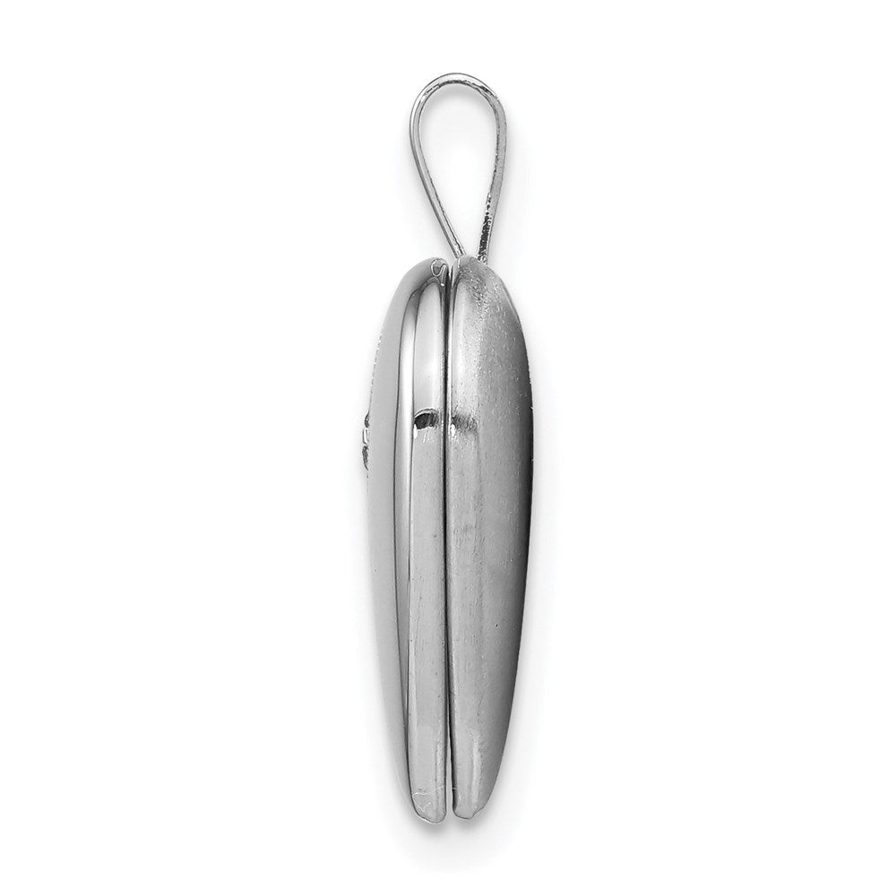 Sterlingsilber Rhodiniert Poliert/satin Diamant 16mm Diamantiert Herz Medaillon