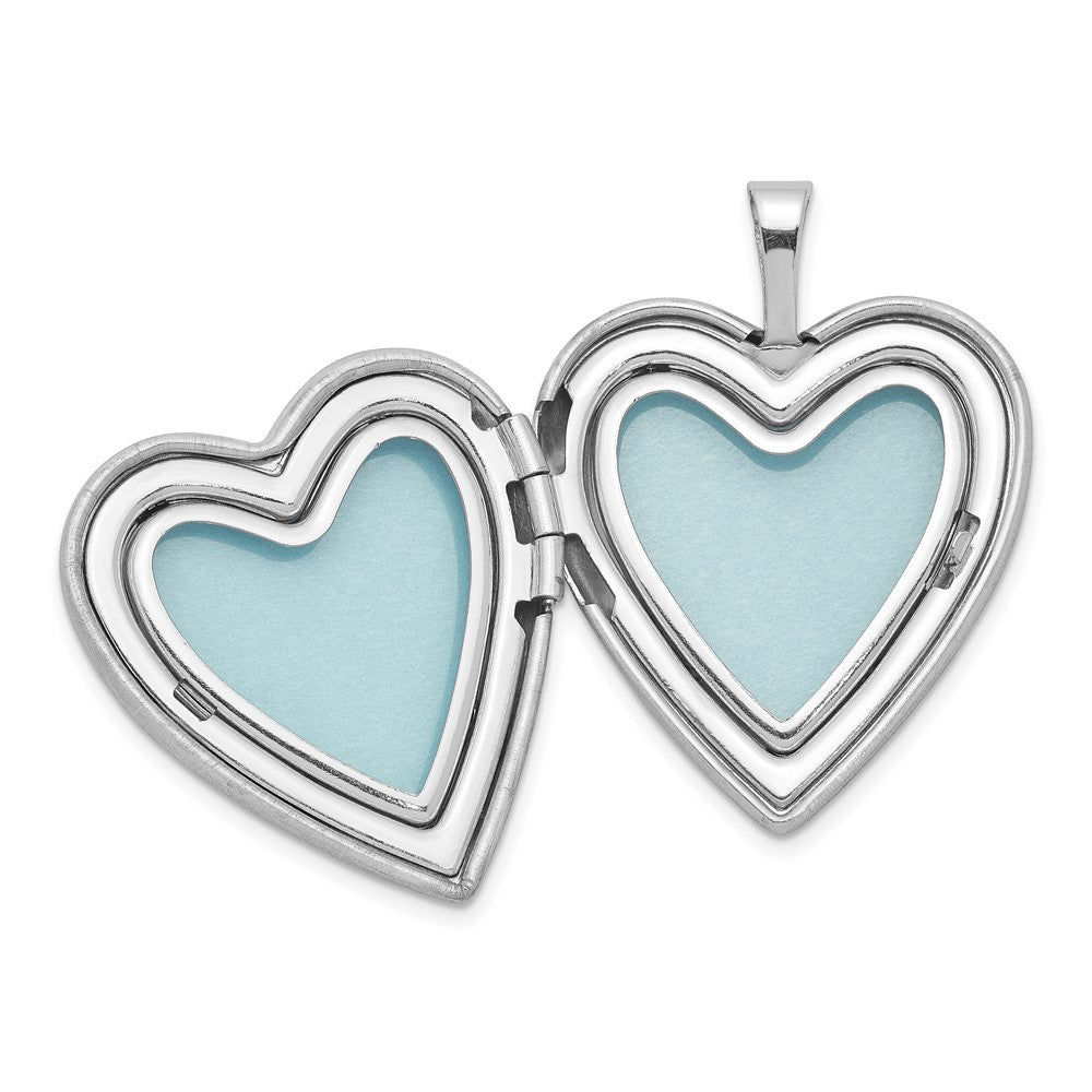 Sterlingsilber Rhodiniert Poliert/satin Emailliert Rose Herz 18 Zoll Medaillon Halskette & 14 Zoll Anhänger Set