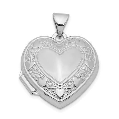 Sterlingsilber Rhodiniert Herz Medaillon