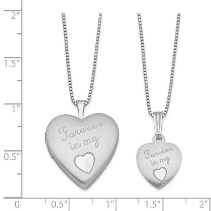 Sterlingsilber Rhodiniert Poliert & Satiniert für Immer in My Herz Mutter/daughter Medaillon/pendant Halskette Set