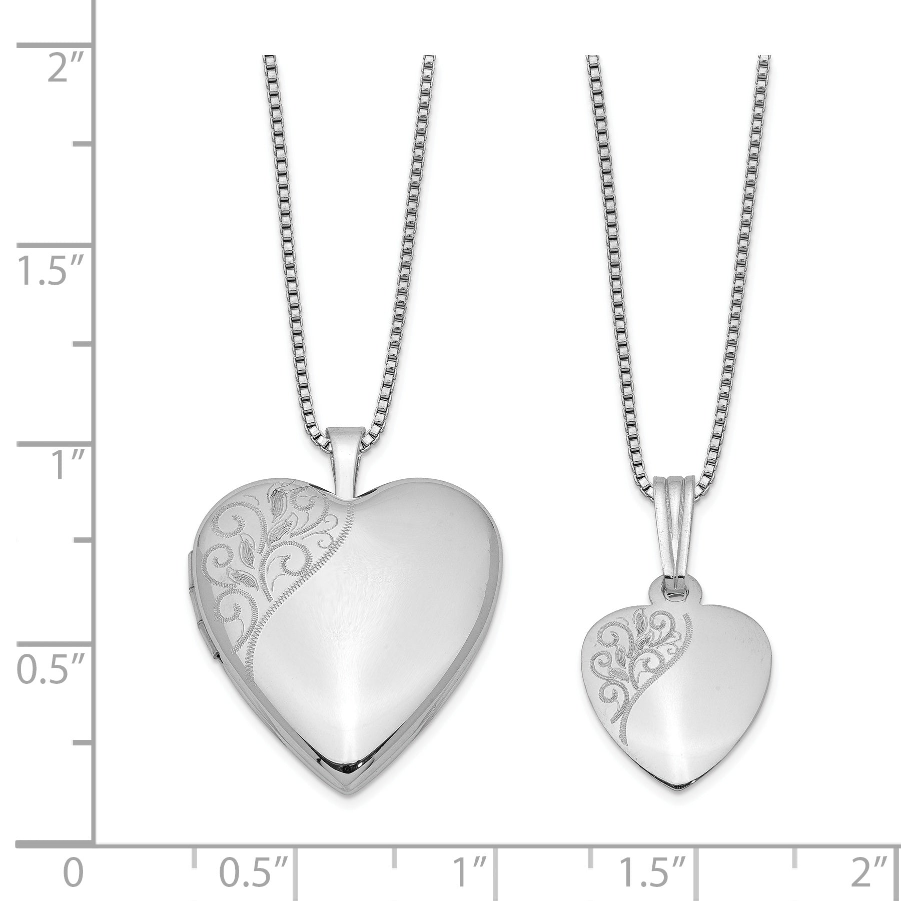 Sterlingsilber Rhodiniert Poliert Wirbel Design Mutter/daughter Medaillon/pendant Halskette Set