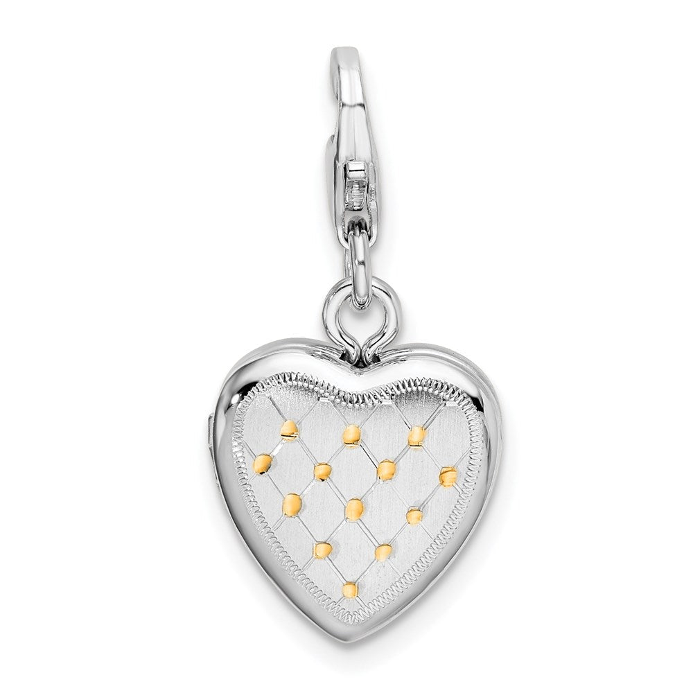 Sterlingsilber Vergoldet Gemustert Karabinerverschluss 12mm Herz Medaillon