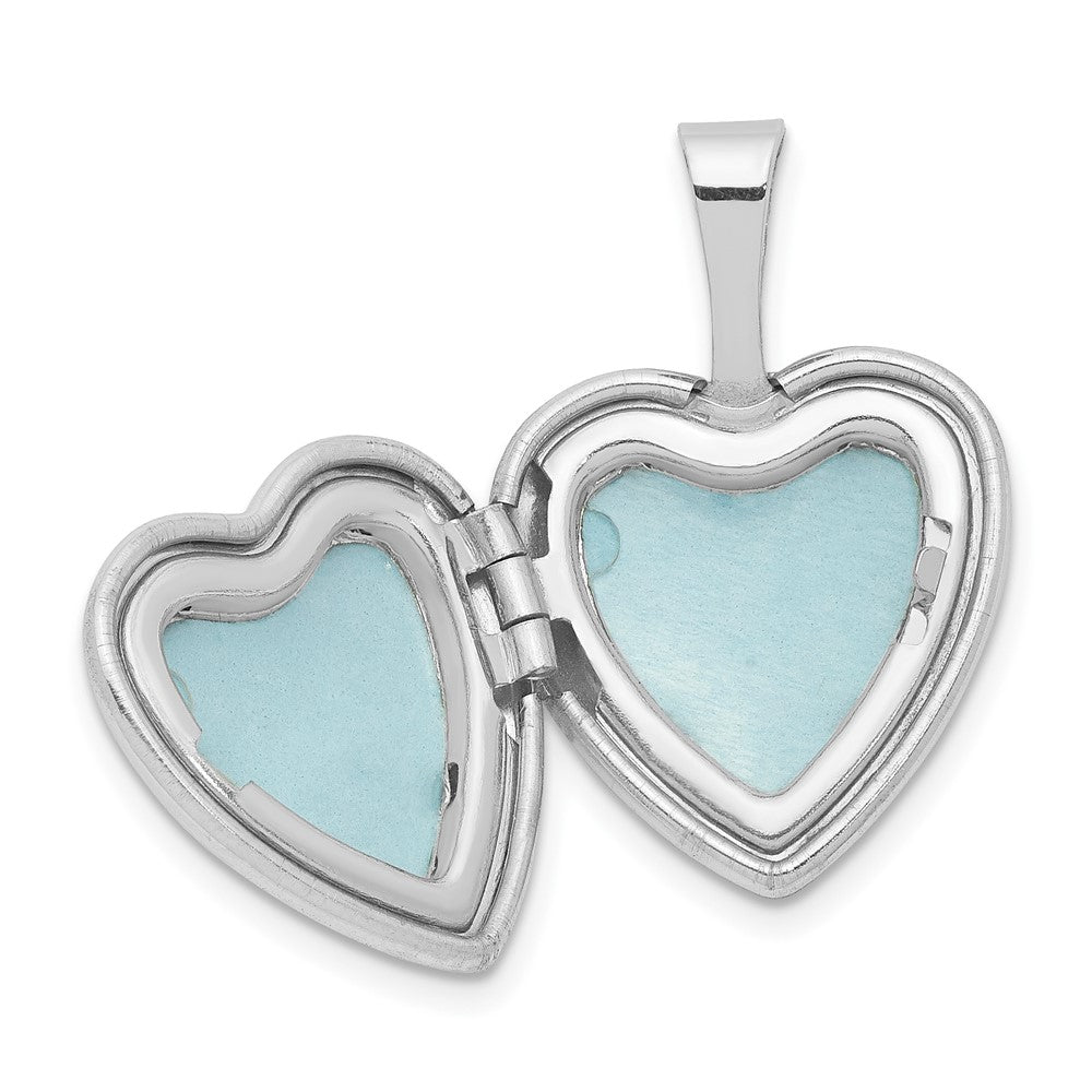 Sterlingsilber rhodiniertes Herz-Medaillon mit Diamanten, poliert, 12 mm