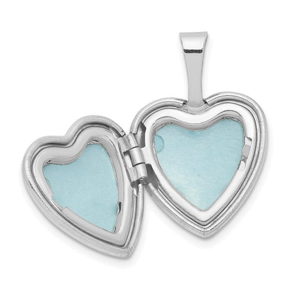 Sterlingsilber rhodiniertes Herz-Medaillon mit Diamanten, poliert, 12 mm