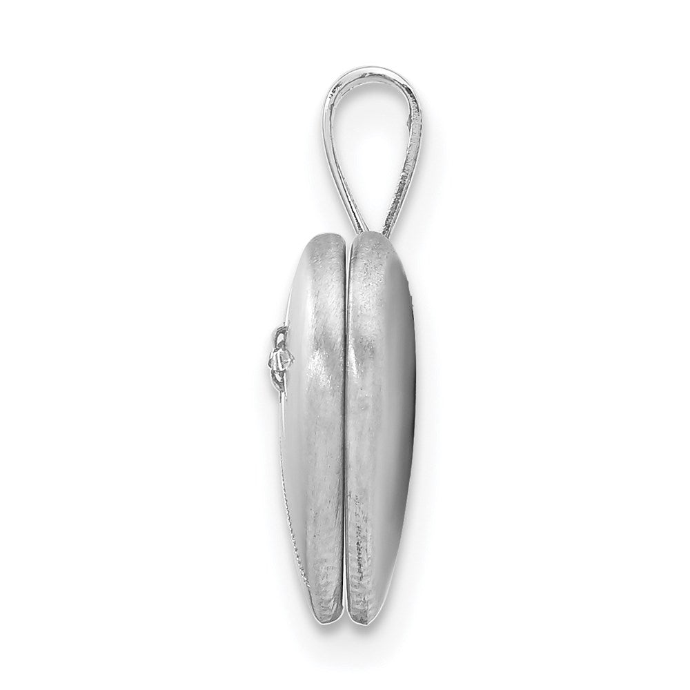 Sterlingsilber rhodiniert & Diamant, poliert und satiniert, 12 mm Herz-Medaillon