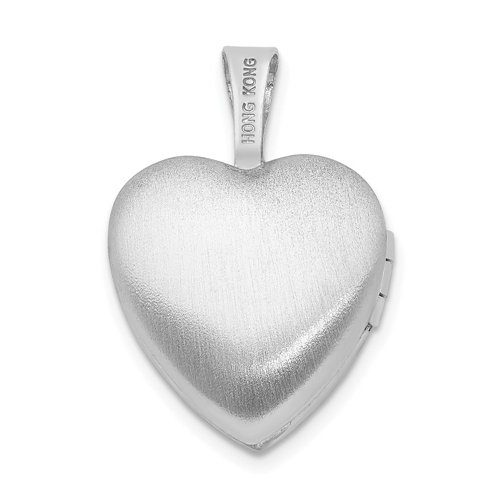 Sterlingsilber rhodiniert & Diamant, poliert und satiniert, 12 mm Herz-Medaillon