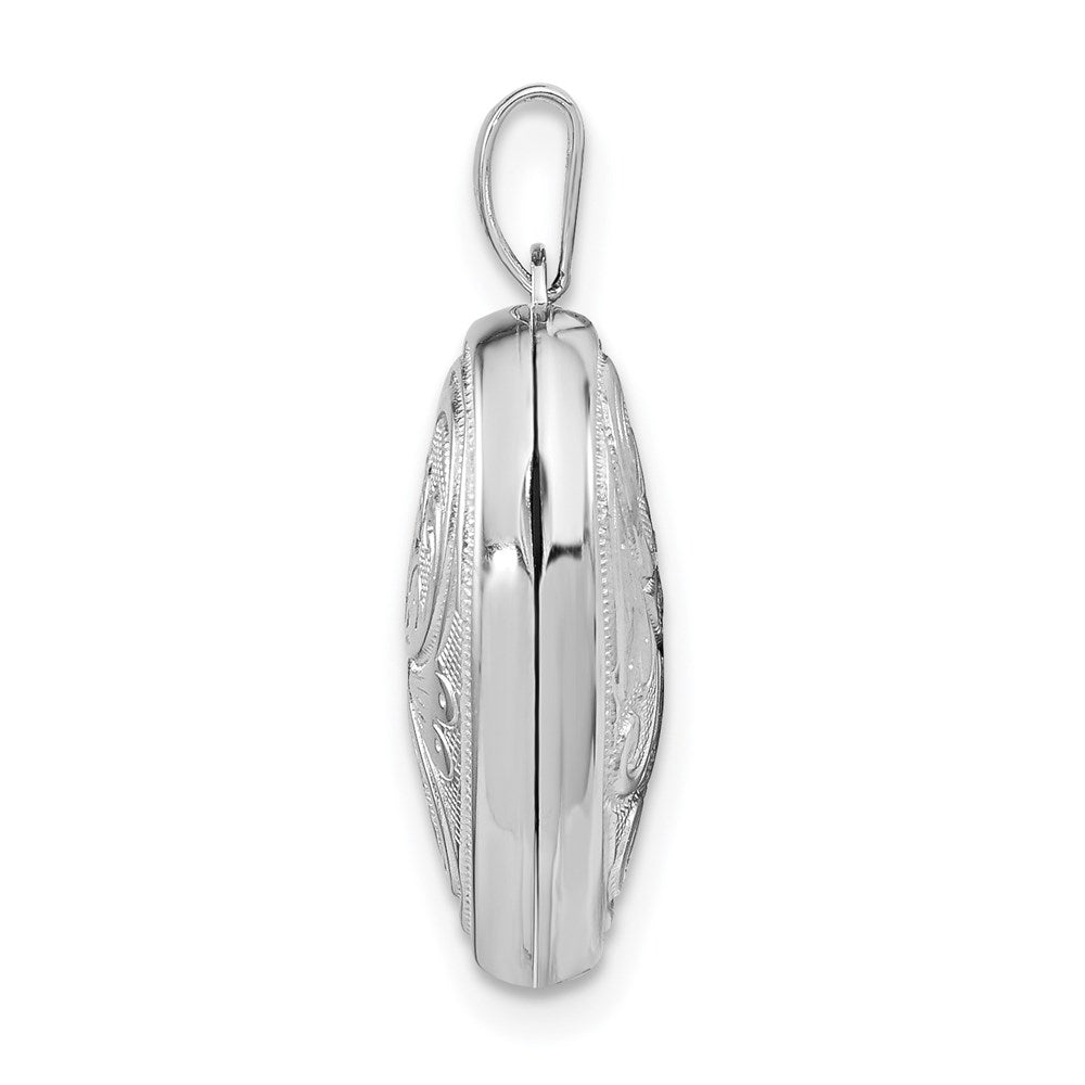 Sterlingsilber Rhodiniert Scrolled Wendbar Herz Medaillon