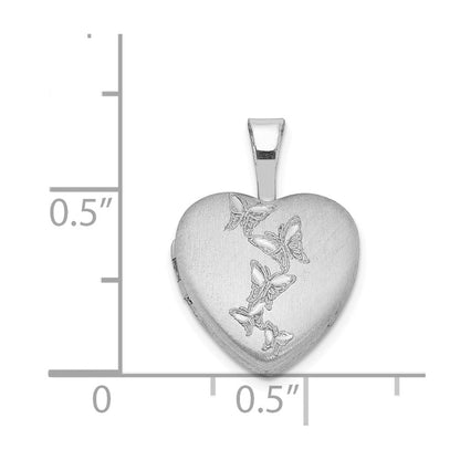 Sterlingsilber Rhodiniert Butterflies 12mm Herz Medaillon