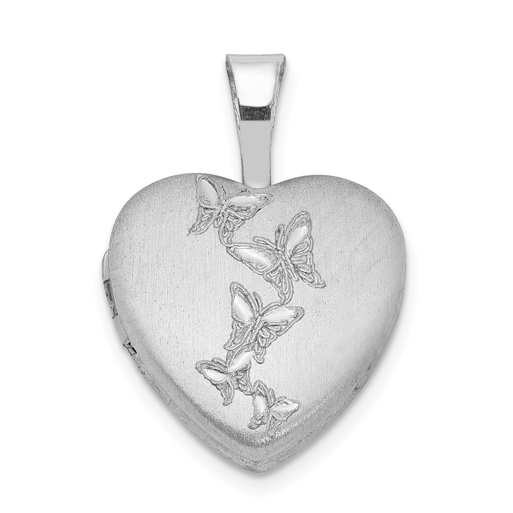 Sterlingsilber Rhodiniert Butterflies 12mm Herz Medaillon