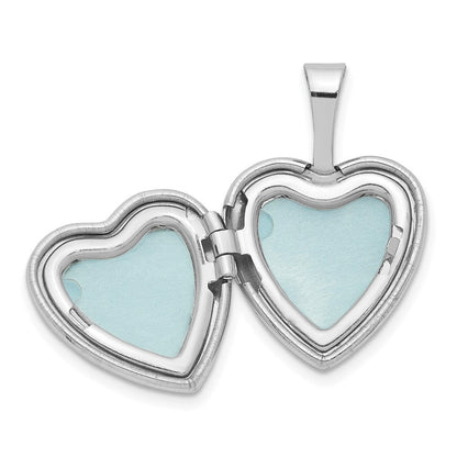 Rhodinierter Sterlingsilber-Anhänger „Herz-Medaillon“ mit Stern, poliert, mit Diamant, 12 mm
