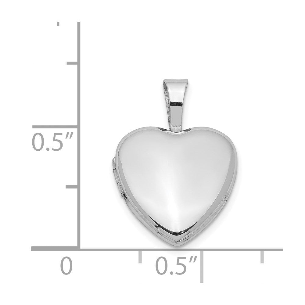 Sterlingsilber Rhodiniert Poliert 12mm Herz Medaillon