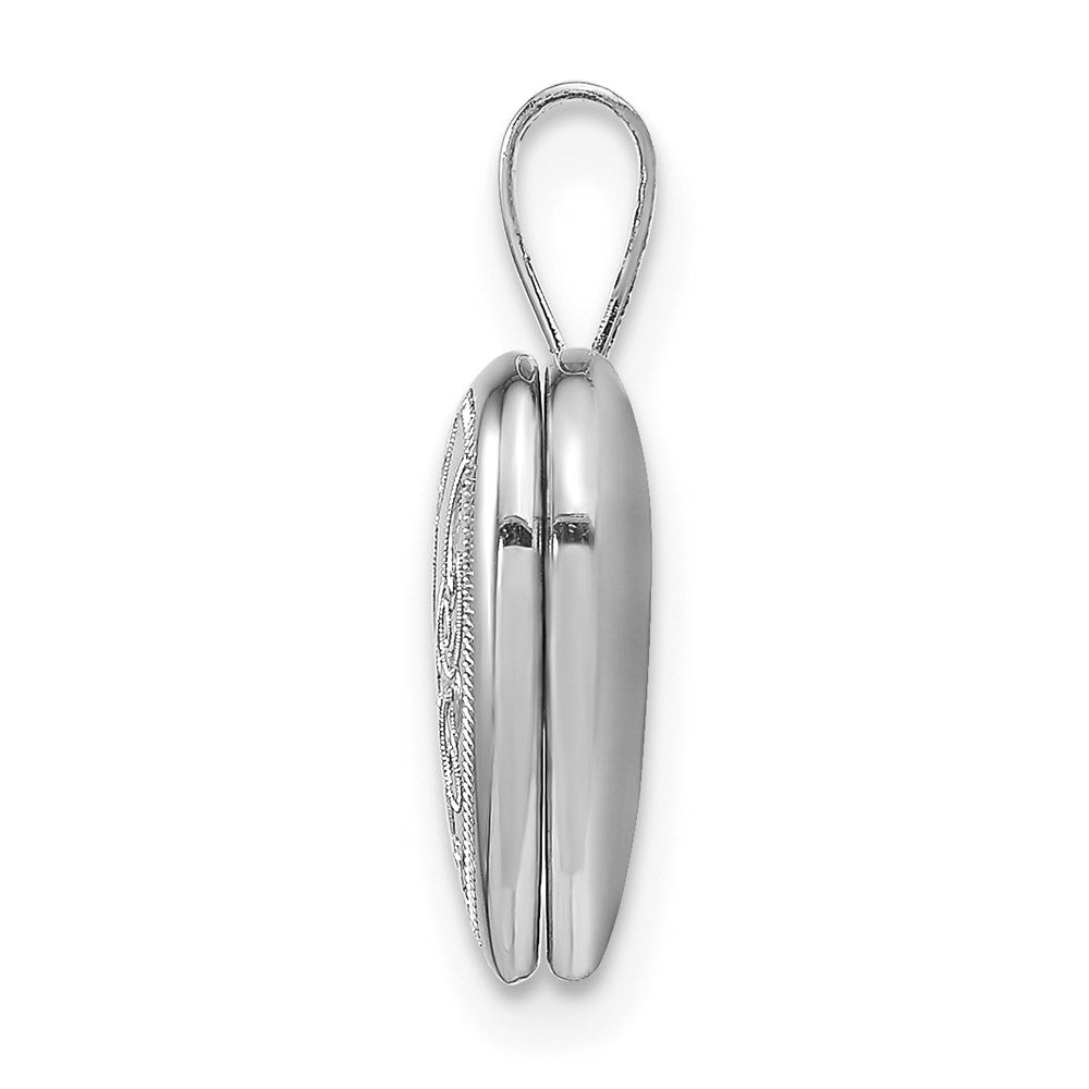 Sterlingsilber Rhodiniert Seite Swirls 12mm Herz Medaillon