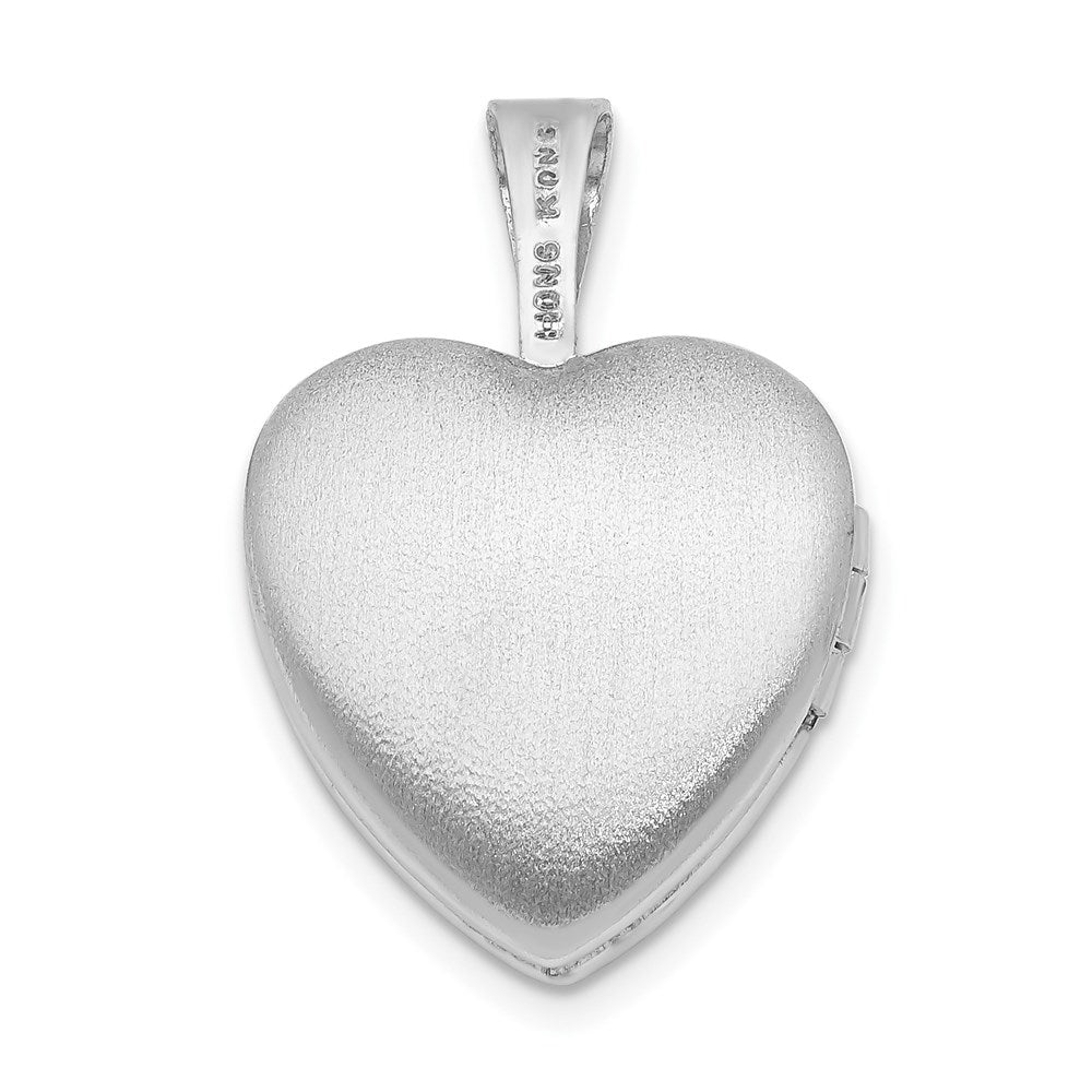 Sterlingsilber Rhodiniert Seite Swirls 12mm Herz Medaillon
