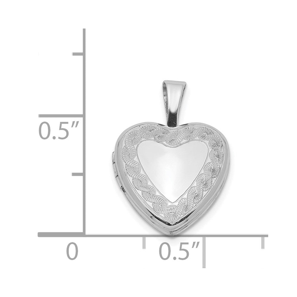 Sterlingsilber Rhodiniert Gedreht Rand 12mm Herz Medaillon