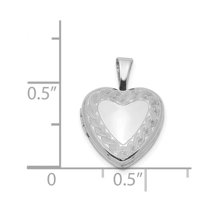 Sterlingsilber Rhodiniert Gedreht Rand 12mm Herz Medaillon