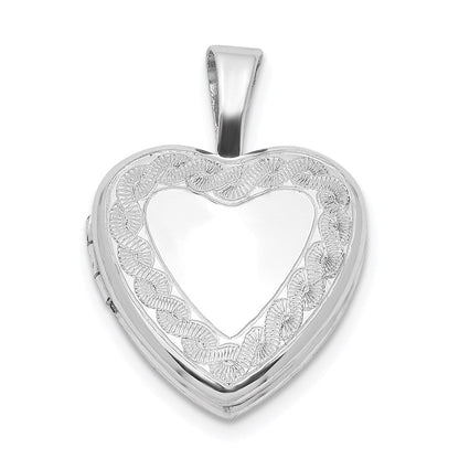 Sterlingsilber Rhodiniert Gedreht Rand 12mm Herz Medaillon