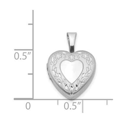 Sterlingsilber Rhodiniert Blume Rand 12mm Herz Medaillon