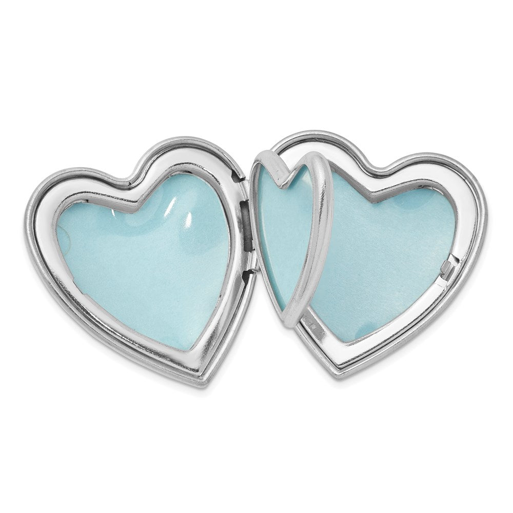 Sterlingsilber Rhodiniert Satiniert/polish Diamant 4 Photo Familie Herz Medaillon