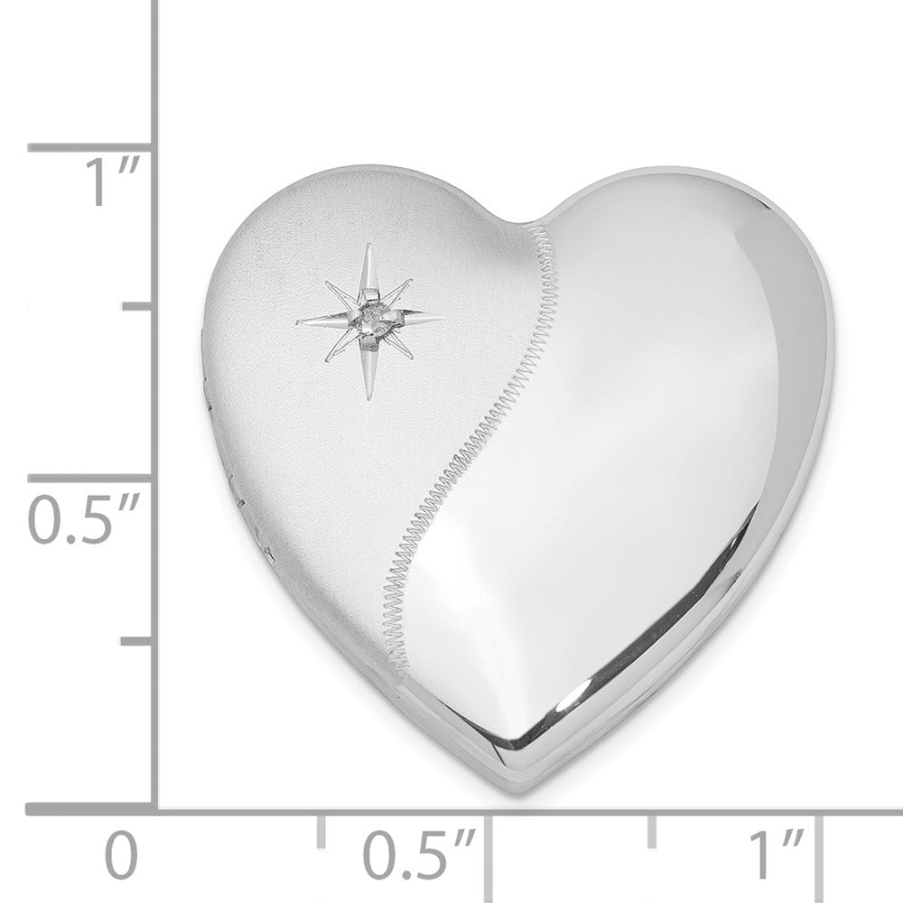 Sterlingsilber Rhodiniert Satiniert/polish Diamant 4 Photo Familie Herz Medaillon