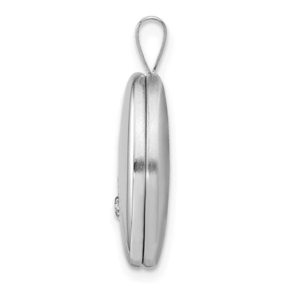 Rhodinierter Sterlingsilber-Anhänger, oval, poliert/satiniert, mit Diamant-Stern-Motiv, 19 mm