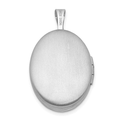 Rhodinierter Sterlingsilber-Anhänger, oval, poliert/satiniert, mit Diamant-Stern-Motiv, 19 mm