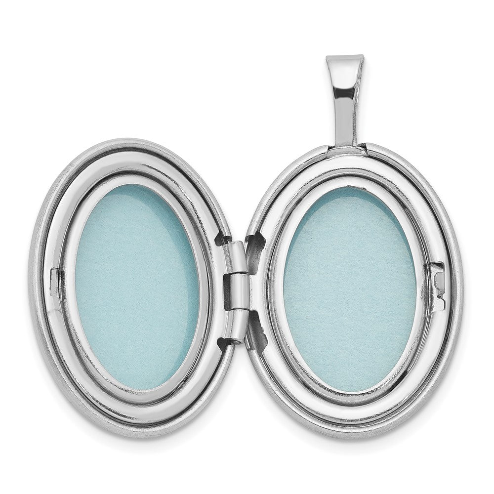 Rhodinierter Sterlingsilber-Anhänger, oval, poliert/satiniert, mit Diamant-Stern-Motiv, 19 mm