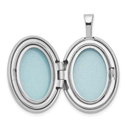 Rhodinierter Sterlingsilber-Anhänger, oval, poliert/satiniert, mit Diamant-Stern-Motiv, 19 mm