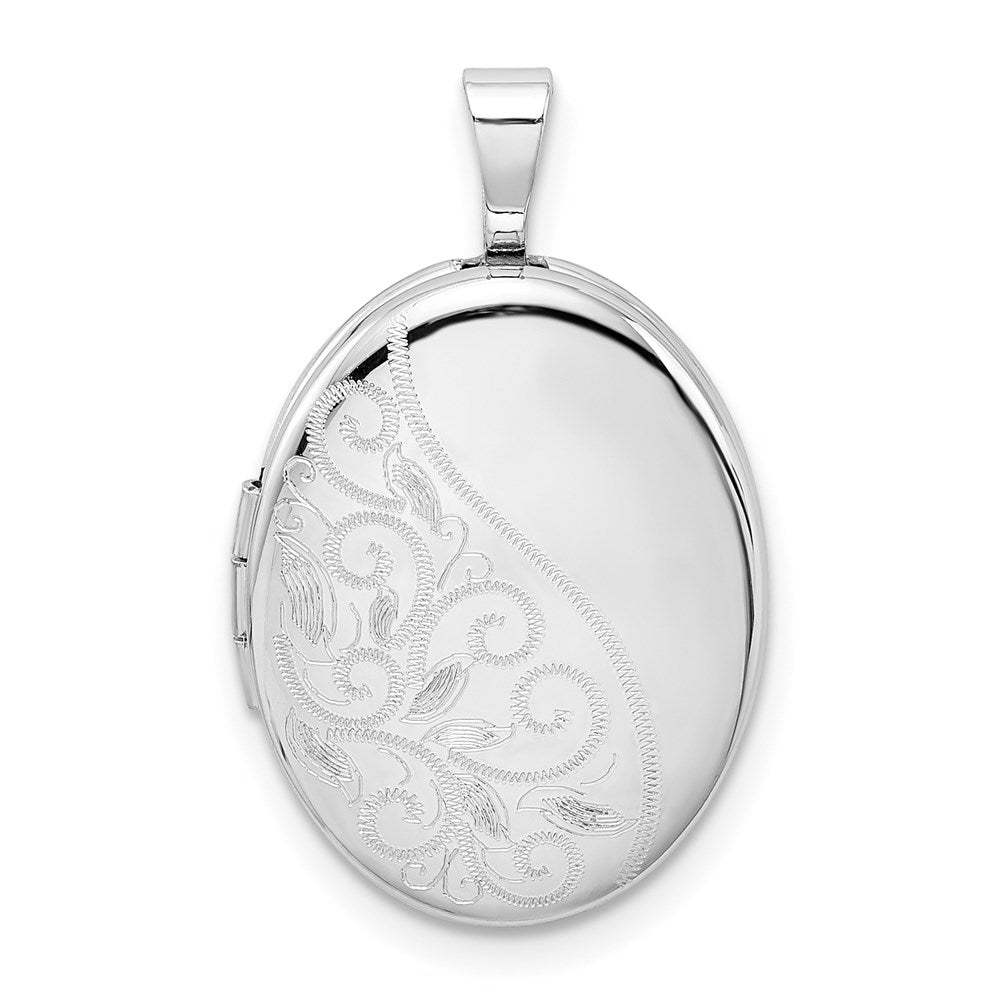 Sterlingsilber Rhodiniert Swirls 19mm Oval Medaillon