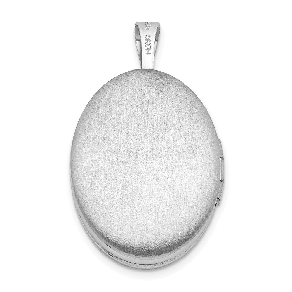 Rhodinierter Sterlingsilber-Anhänger, oval, 19 mm, mit Diamantschliff, poliert
