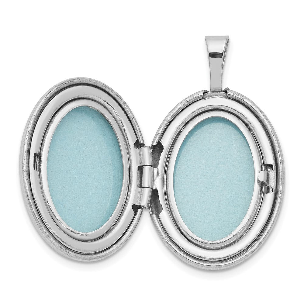 Rhodinierter Sterlingsilber-Anhänger, oval, 19 mm, mit Diamantschliff, poliert