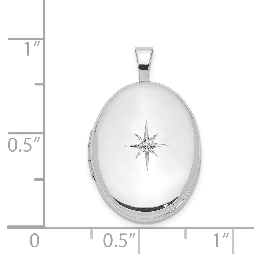Rhodinierter Sterlingsilber-Anhänger, oval, 19 mm, mit Diamantschliff, poliert