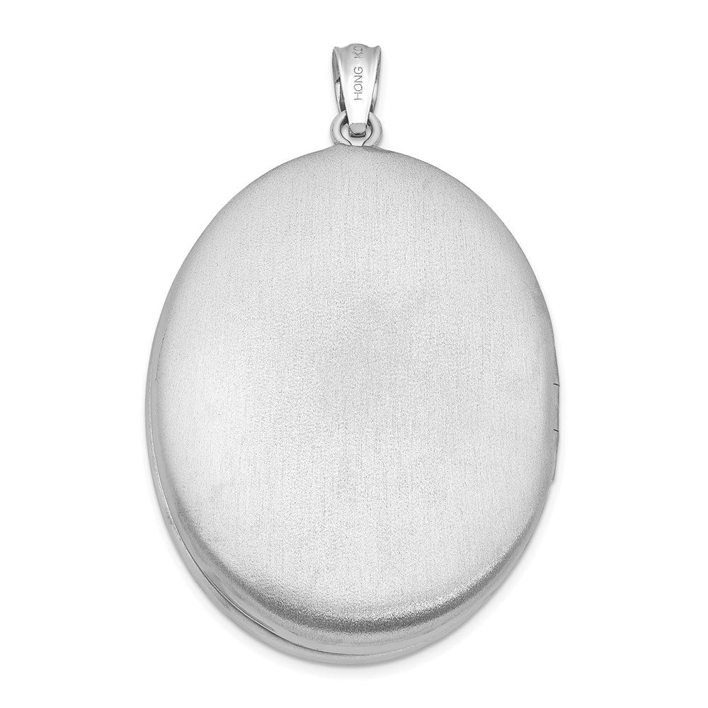 Sterlingsilber Rhodiniert Satiniert & Emailliert Blumen 34mm Oval Medaillon
