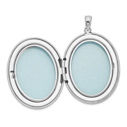 Sterlingsilber Rhodiniert Satiniert & Emailliert Blumen 34mm Oval Medaillon