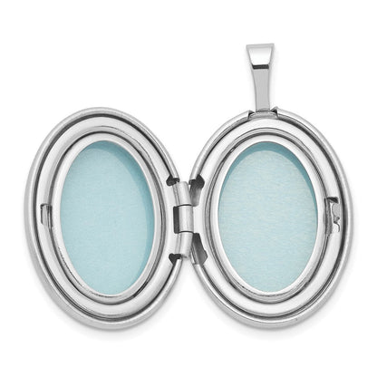 Sterlingsilber Rhodiniert Emaille Blumen 19mm Oval Medaillon